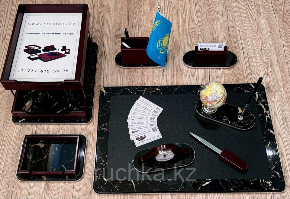 Настольный набор для руководителя, 8 предметов, серия Premium, мрамор