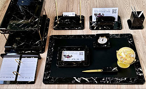 Настольный набор для руководителя, 11 предметов, серия Premium Plus, мрамор