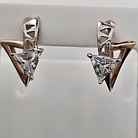 Золотые серьги к-б/з 4,34гр, 585 проба фианит