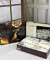 Комплекты постельного белья LORI RANFORCE,200х220,240х260,фиолетово-синем цветочном принте