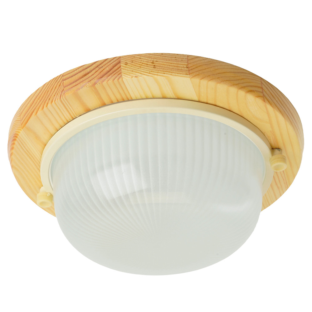 Светильник накладной IP54, 220V 60Вт Е27, дерево, клен, круг НБО 03-60-011, фото 1