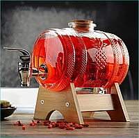 Стеклянный графин (декантер) для спиртных напитков "Бочонок" (2000 мл.)