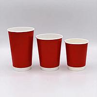 Стакан бумажный ДВУХСЛОЙНЫЙ Красный 250 мл (20шт/уп 500шт/кор) (13088)