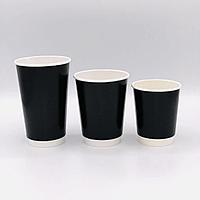 Стакан бумажный ДВУХСЛОЙНЫЙ Черный 250 мл (20шт/уп 500шт/кор) (13340)