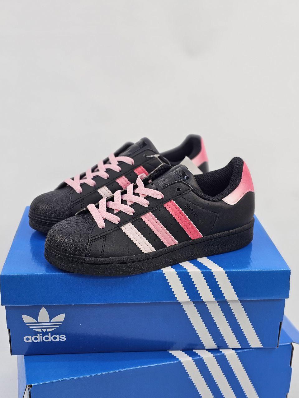 Кроссовки Adidas Superstar Black&Pink ЛЮКС Качество, фото 1