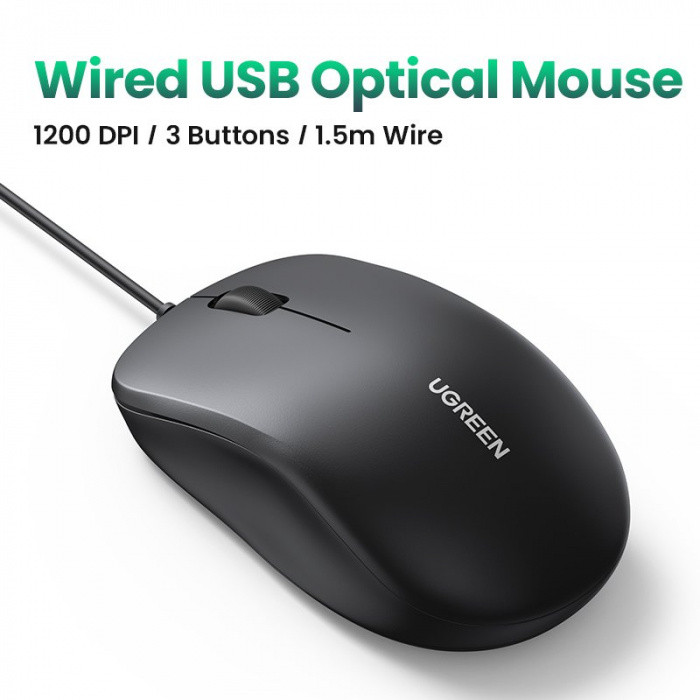 ugreen Проводная мышь Ugreen MU007 Portable Wired Mouse 1200 dpi/1.5M 90789