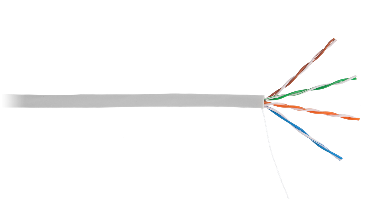 Кабель NETLAN U/UTP 4 пары, Кат.5e, 100МГц, однож., CCA (омедненный алюминий), внутр., PVC нг(B), серый, 305м