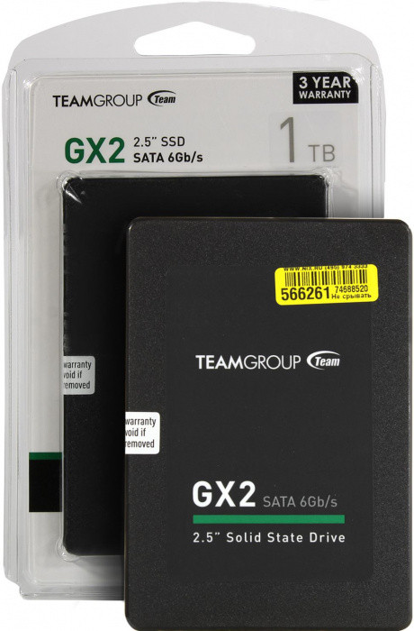 Team_Group SSD-накопитель Team Group GX2 1TB, 2.5", 7mm, SATA-III 6Gb/s, T253X2001T0C101