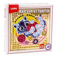 Аппликация-картина из пайеток Lori "Котенок с клубком", 20*20см
