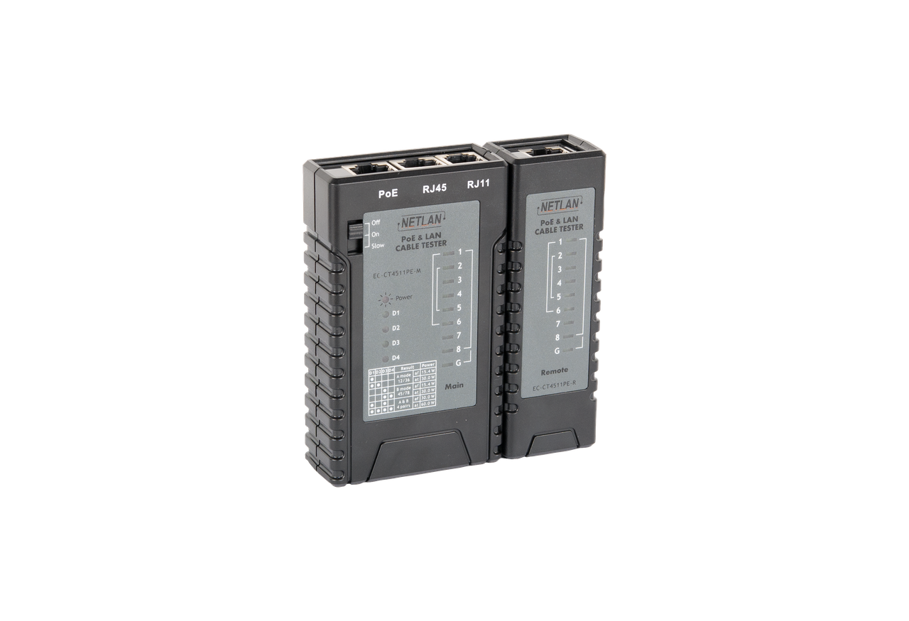 Кабельный тестер NETLAN, UTP/STP, RJ11, RJ12, RJ45, с функцией определения PoE
