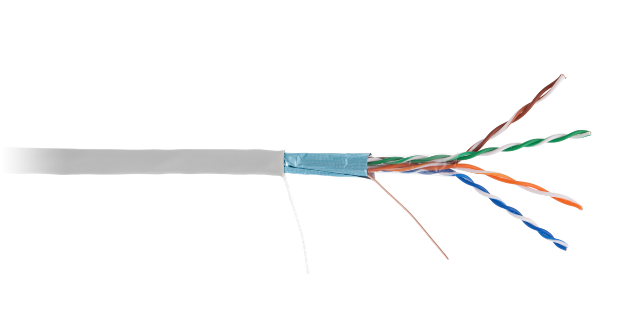 Кабель NETLAN F/UTP 4 пары, Кат.5e (Класс D), 100МГц, однож., BC (чистая медь), внут., PVC нг(B), серый, 305м