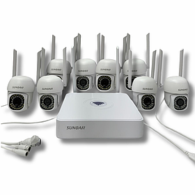 Комплект беспроводного уличного IP видеонаблюдения Kit SunQar на 8 камер 4 Мп с PTZ управлением