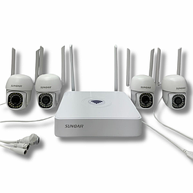 Комплект беспроводного уличного IP видеонаблюдения Kit SunQar на 4 камеры 4 Мп с PTZ управлением