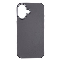 Чехол для iPhone 16 гель с рисунком кожи Серый