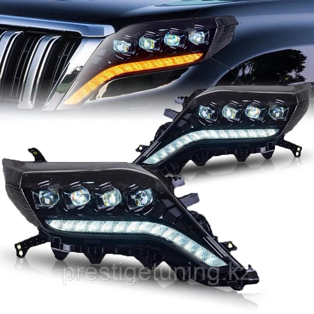Передние фары на Land Cruiser Prado 150 2014-17 дизайн 4 LED, фото 1