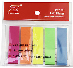 Закладки клейкие "Sticky", 12 х 45 мм, пластиковые, 5 цв. х 25 листов