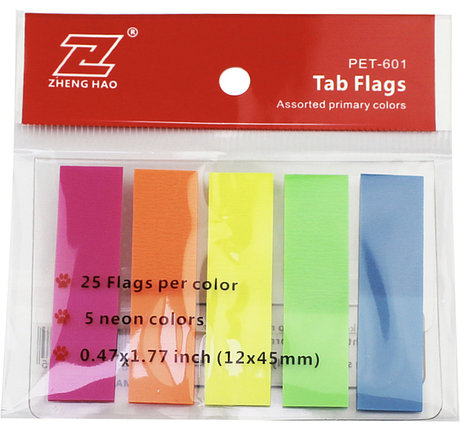 Закладки клейкие "Sticky", 12 х 45 мм, пластиковые, 5 цв. х 25 листов, фото 1