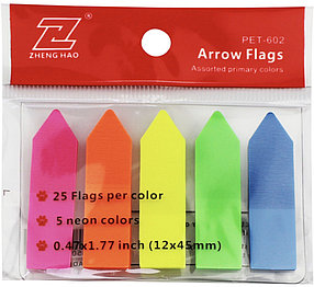 Закладки клейкие "Sticky", 12 х 45 мм, стрелки, пластиковые, 5 цв х 25 листов