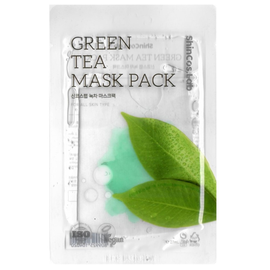 ShinCos.Lab Cellulose Mask Pack Green Tea Тканевая маска для лица с экстрактом зеленого чая 27 мл