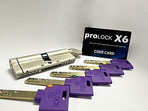 Цилиндр замка PROLOCK X6, размер 40Т/60, ключ/вертушка 100мм.