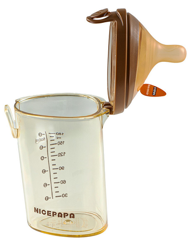 NICE PAPA: бутылочка антиколики/шир. горло 180 мл/3-7 мес, коричневый, фото 1