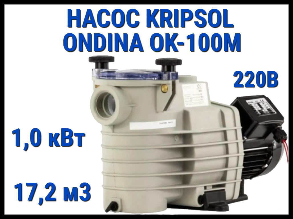 Насос для бассейна Kripsol Ondina OK-100M c префильтром (Производительность 17,2 м3/ч, мощность 1,0 кВт, 220В)