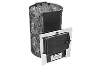 Печь-каменка Кольчуга 14-18 с парогенератором и чугунной дверцей со стеклом.