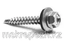 Кровельный шуруп 5,5*100. Шестигранная головка с шайбой и резиновой прокладкой