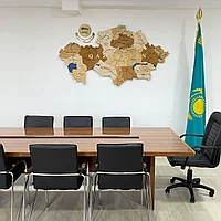 3D - Деревянная карта Казахстана на стену "без подсветки"  /150*85 см, цвет ОРЕХ/