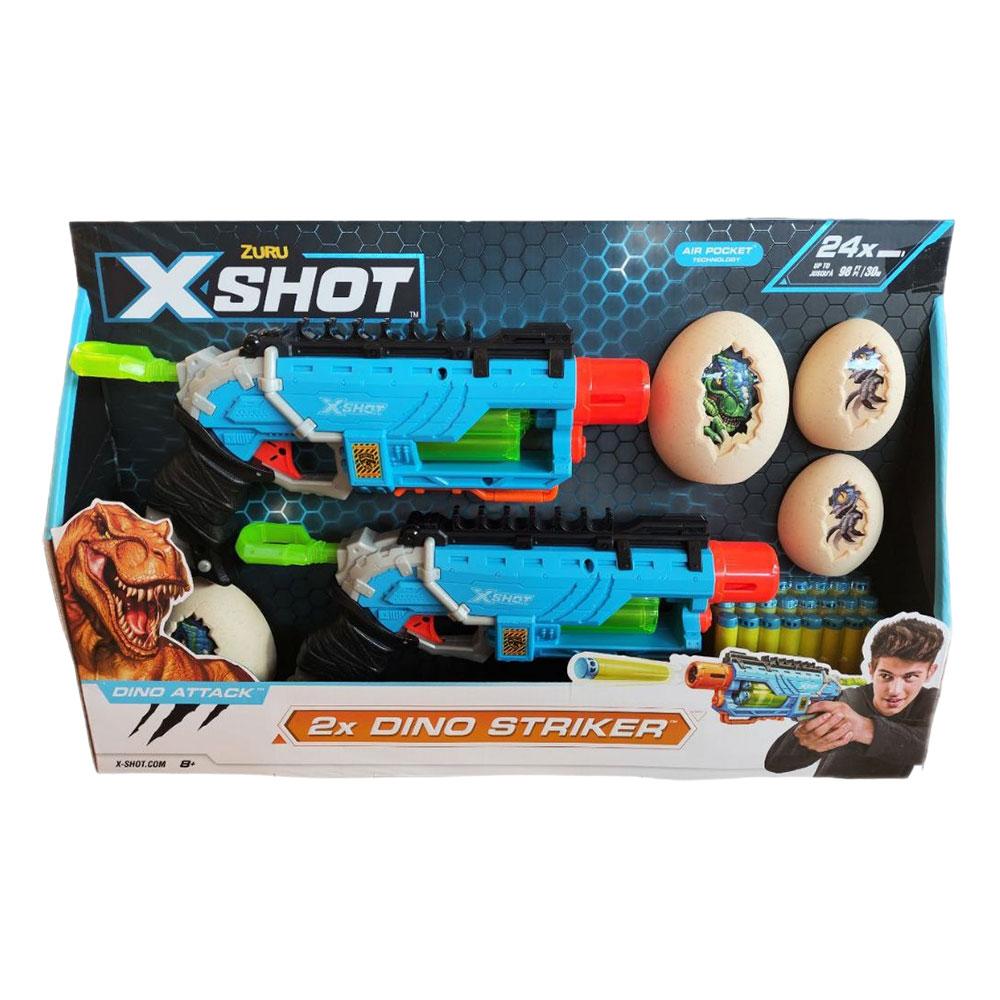 Игровой набор ZURU X-Shot DINO ATTACK Дино Страйкер ДУО (2 бластера, 4 мишени, 24 снаряда)