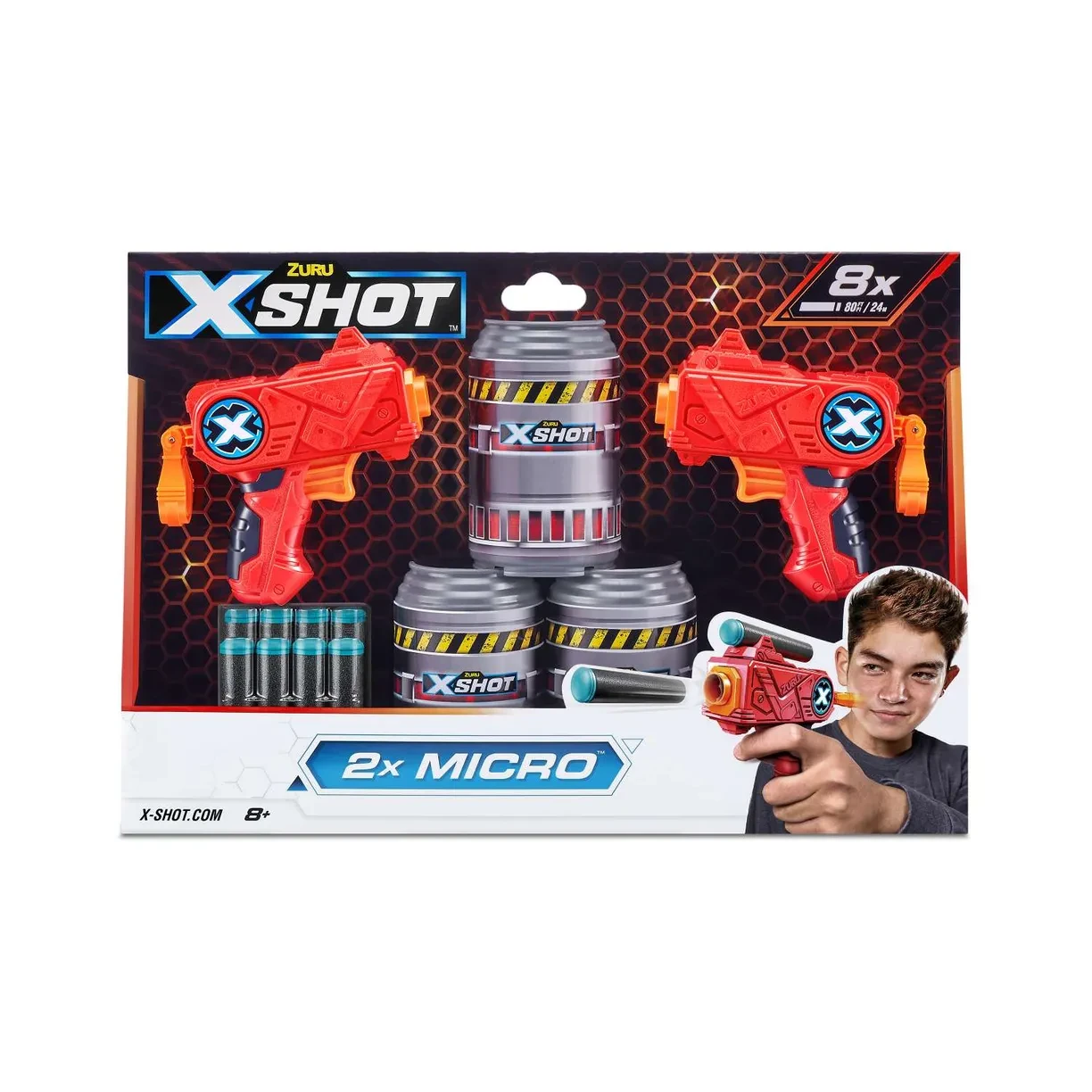 Игровой набор ZURU X-Shot EXCEL Микро ДУО (2 бластера, 3 мишени, 8 снарядов)