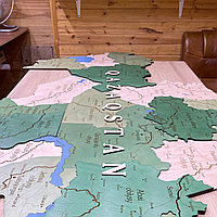 3D - Деревянная карта Казахстана "с подсветкой" /250*135 см, цвет ГРИН/