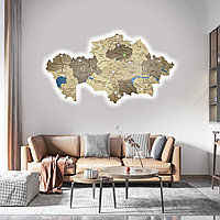 3D - Карта Казахстана из дерев "с подсветкой" /300*160 см, цвет ВЕНГЕ/