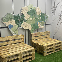 3D - Карта Казахстана из дерев "с подсветкой" /300*160 см, цвет ГРИН/