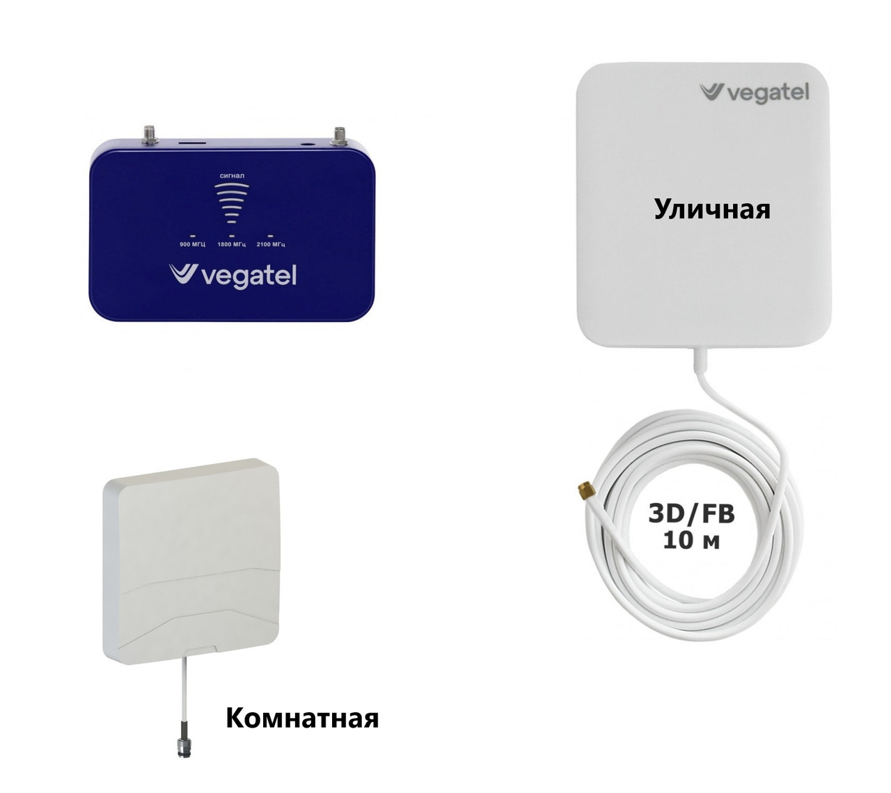 Усилитель сотового сигнала Vegatel PL-900/1800/2100 панельная антенна, фото 1