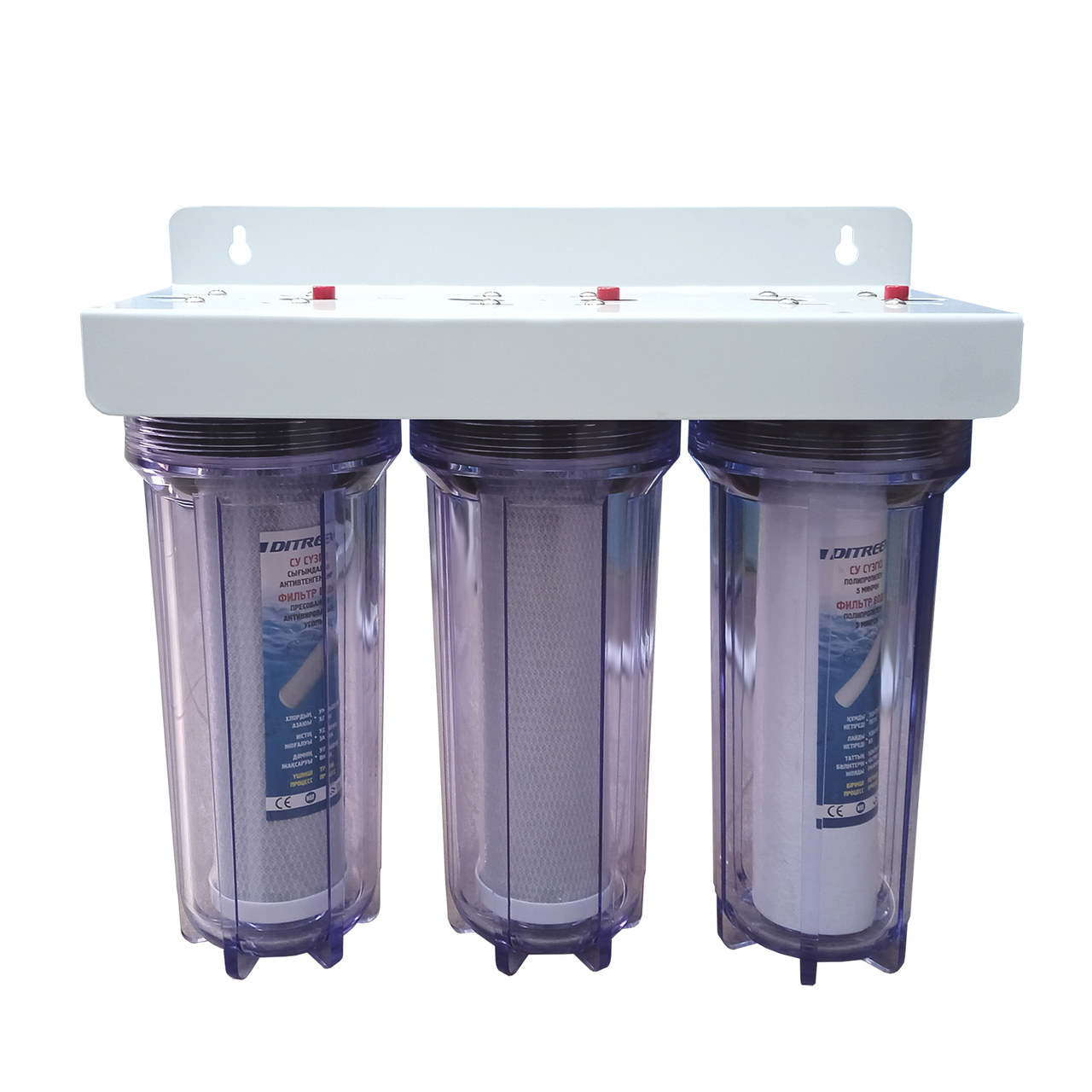 Тройной магистральный фильтр BR10B43-F3 (PP10" + GAC10" + CTO10" Slim Line, ключ, метал. резьба 1/2" )