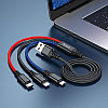Зарядный кабель 3 в 1 X76 3-in-1 Super charging cable(iP+Type-C+Micro) black/red/blue, фото 2