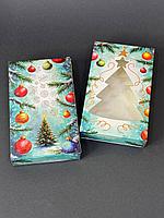 Коробка с окном под плитку шоколада Новый Год 15*9*2,5