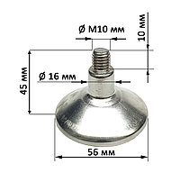 Подпятник мебельный D-56мм с резьбой М10х10 мм