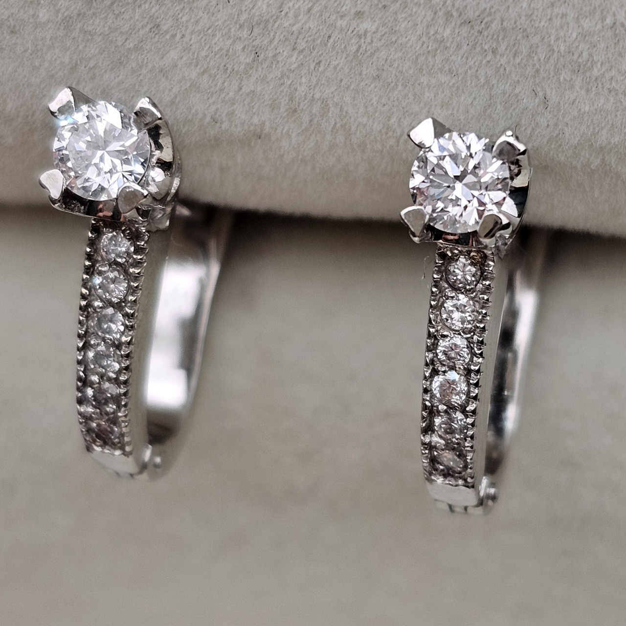 Золотые серьги с бриллиантами 0.326Ct VS2/H, 0.1Ct VS2/H VG-Cut