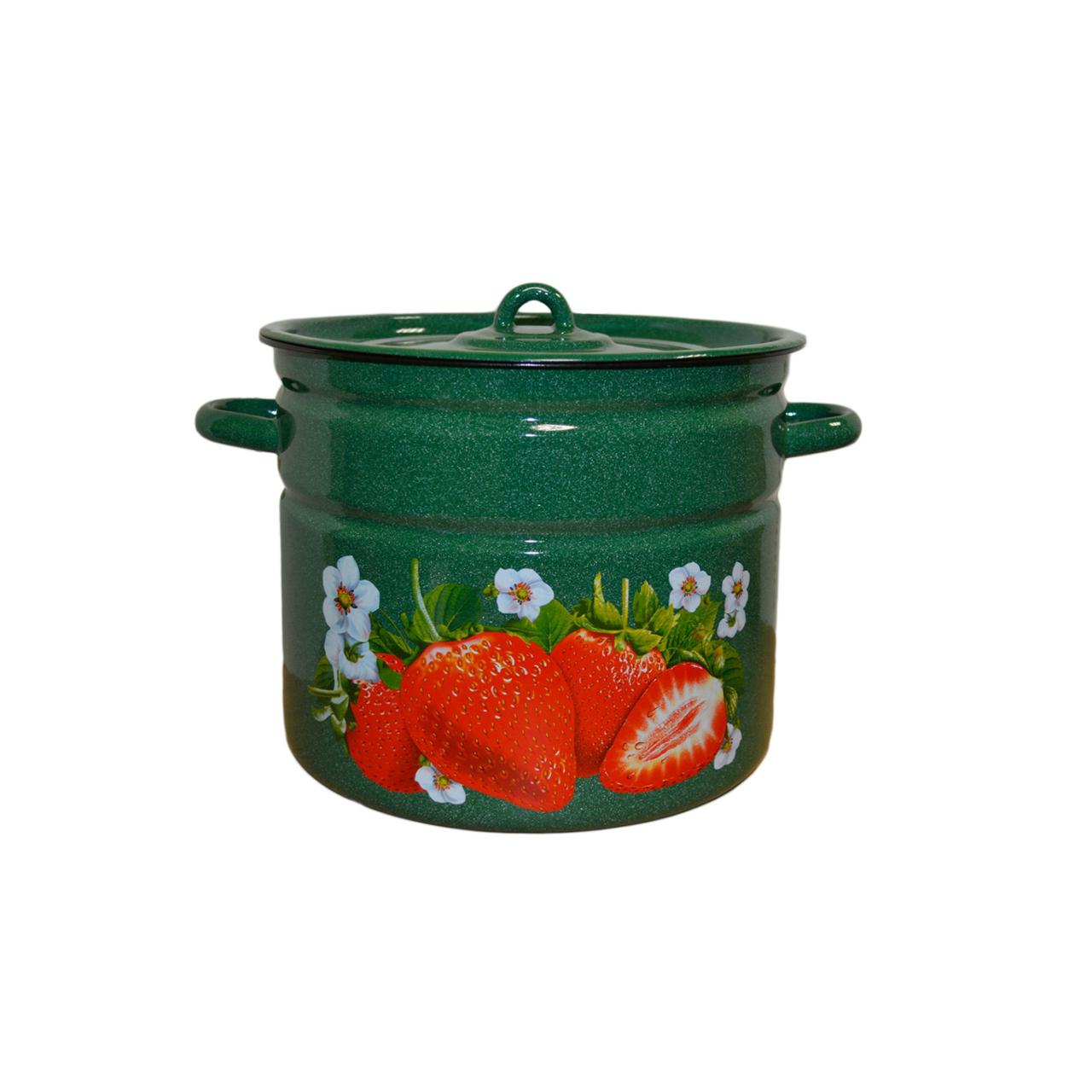 Кастрюля 9л Клубника садовая СтальЭмаль, изумруд, фото 1