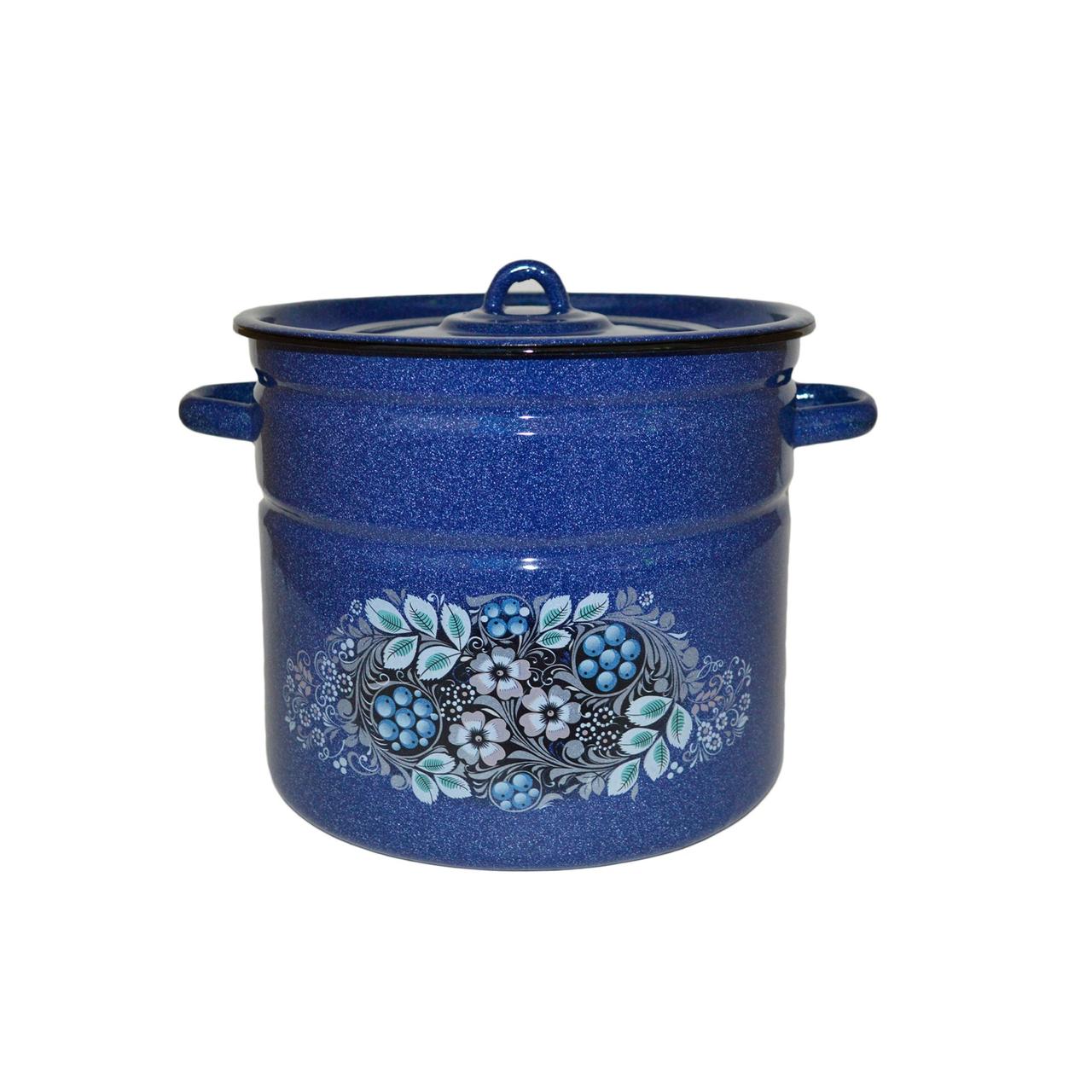 Кастрюля 9л Голубика СтальЭмаль, синяя, фото 1