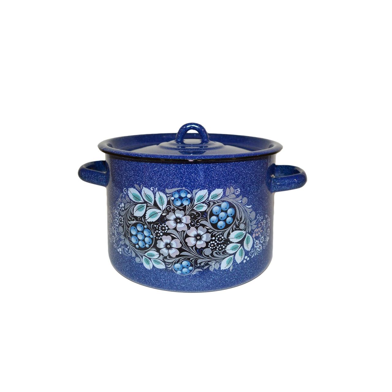 Кастрюля 4,5л Голубика СтальЭмаль, синяя, фото 1