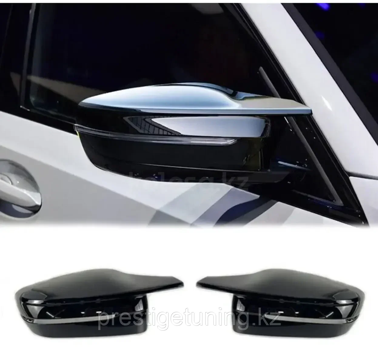 Крышки зеркал на BMW 3-серия (F30) 2015-18 дизайн M (Черный цвет)