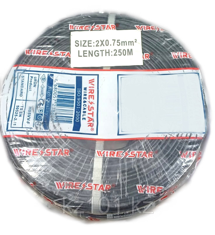 Кабель силовой WireStar TTR (ПВС) H05VV-F 2x0,75 мм (250 м)