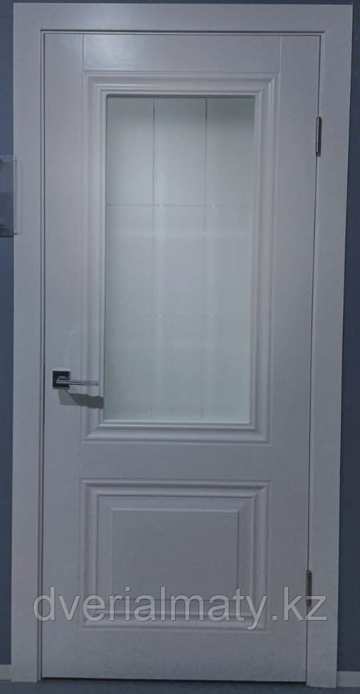 Луксор 1 ДО Эмаль СЕРАЯ со стеклом. Дверь межкомнатная, фото 1