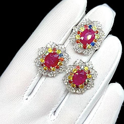 Комплект с натуральными Рубинами, Сапфирами и Топазами