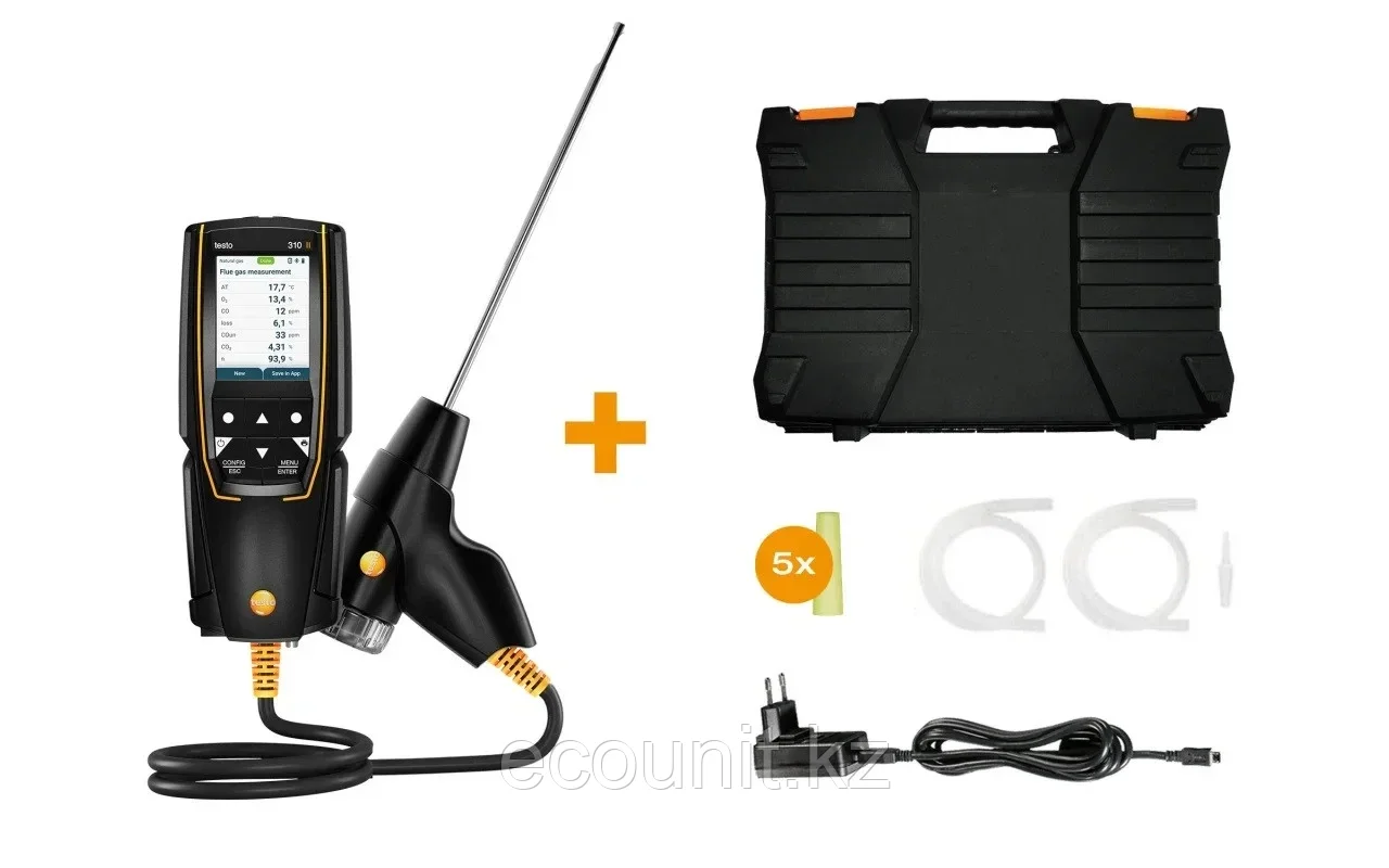 Testo 310 II - 2 - канальный промышленный газоанализатор (180 мм, 500 °С) (с принтером) 0563 3105
