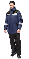 Куртка КОМФОРТ зимняя, удлиненная темно-синяя с черным и СОП