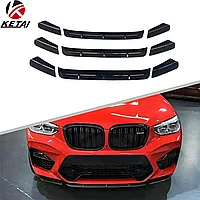 Сплиттер переднего бампера на BMW X4M (G02) 2018-21 дизайн Rock Style (Черный цвет)
